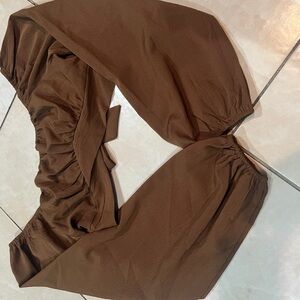 SHEIN Brown Off-Shoulder Crop Top